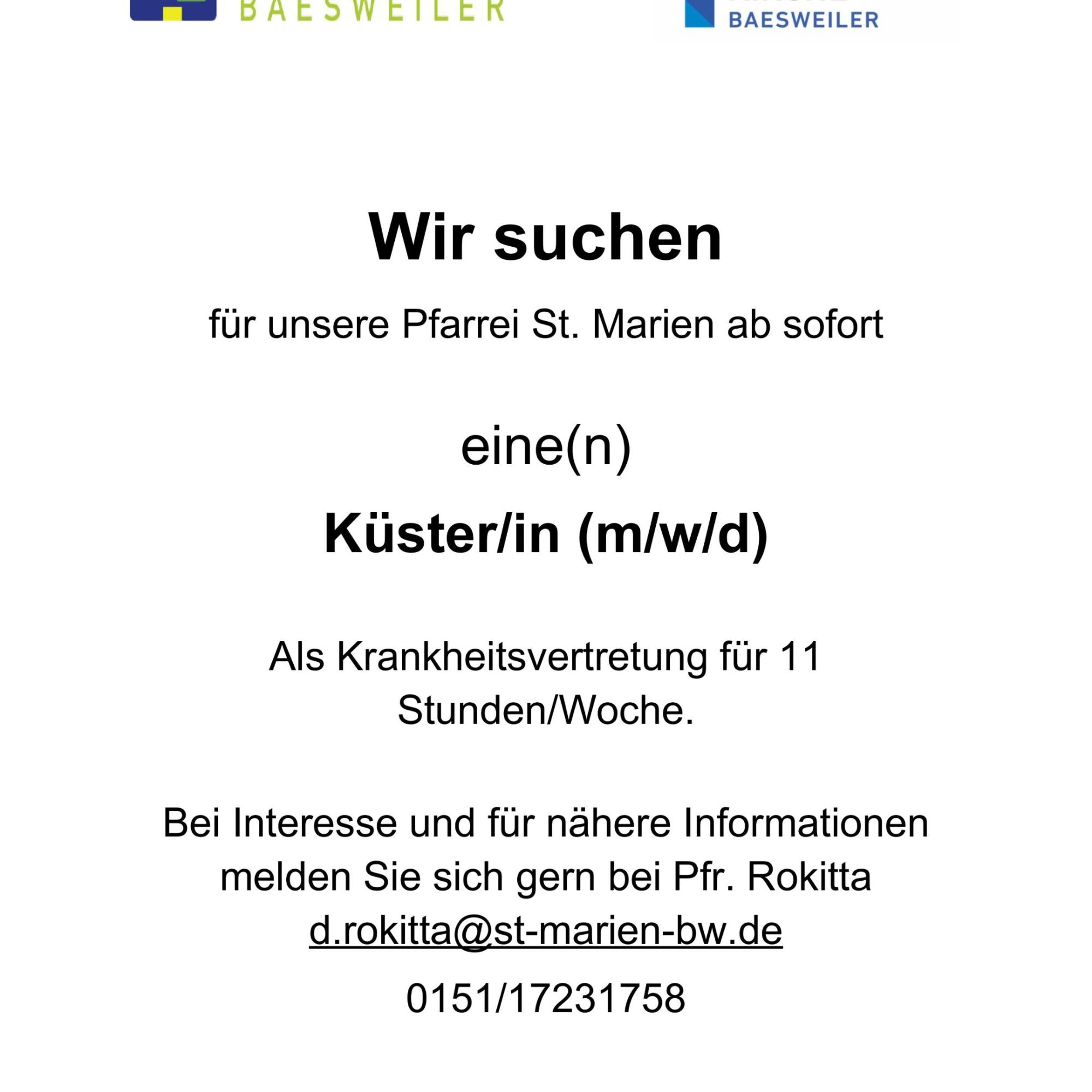 Aushang Küsterstelle
