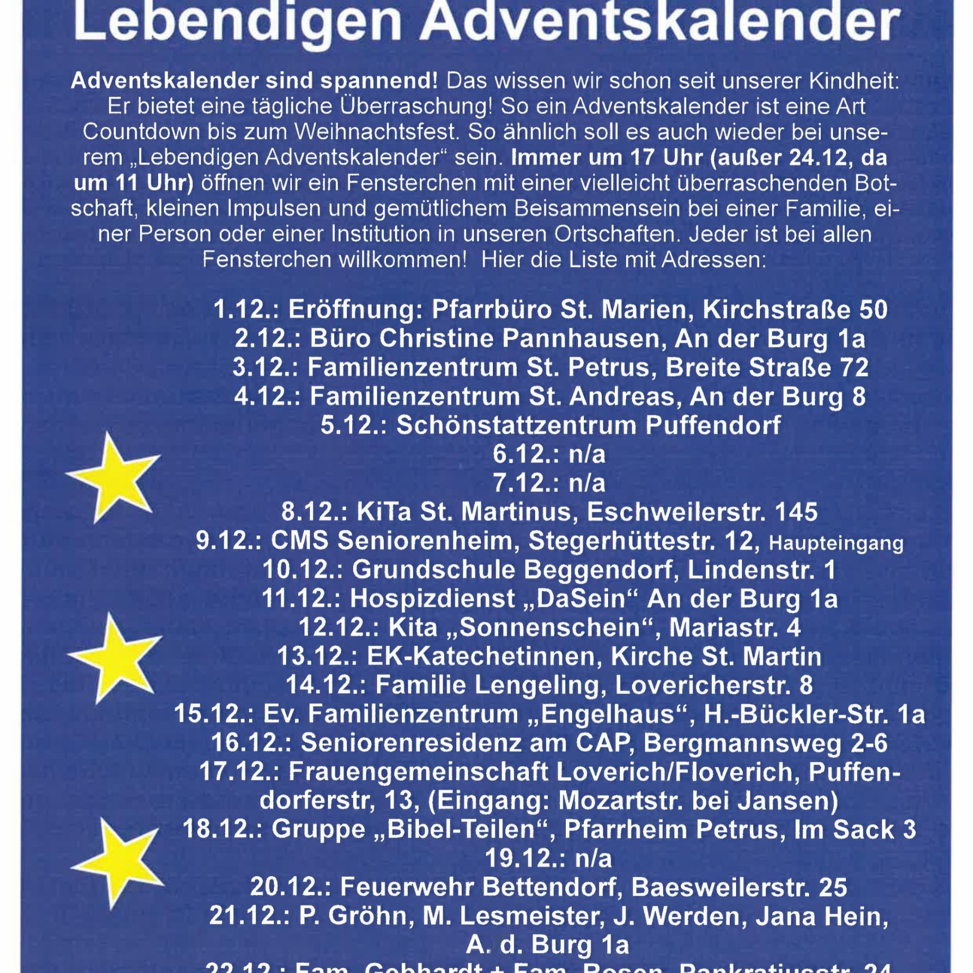 Termine Adventskalender